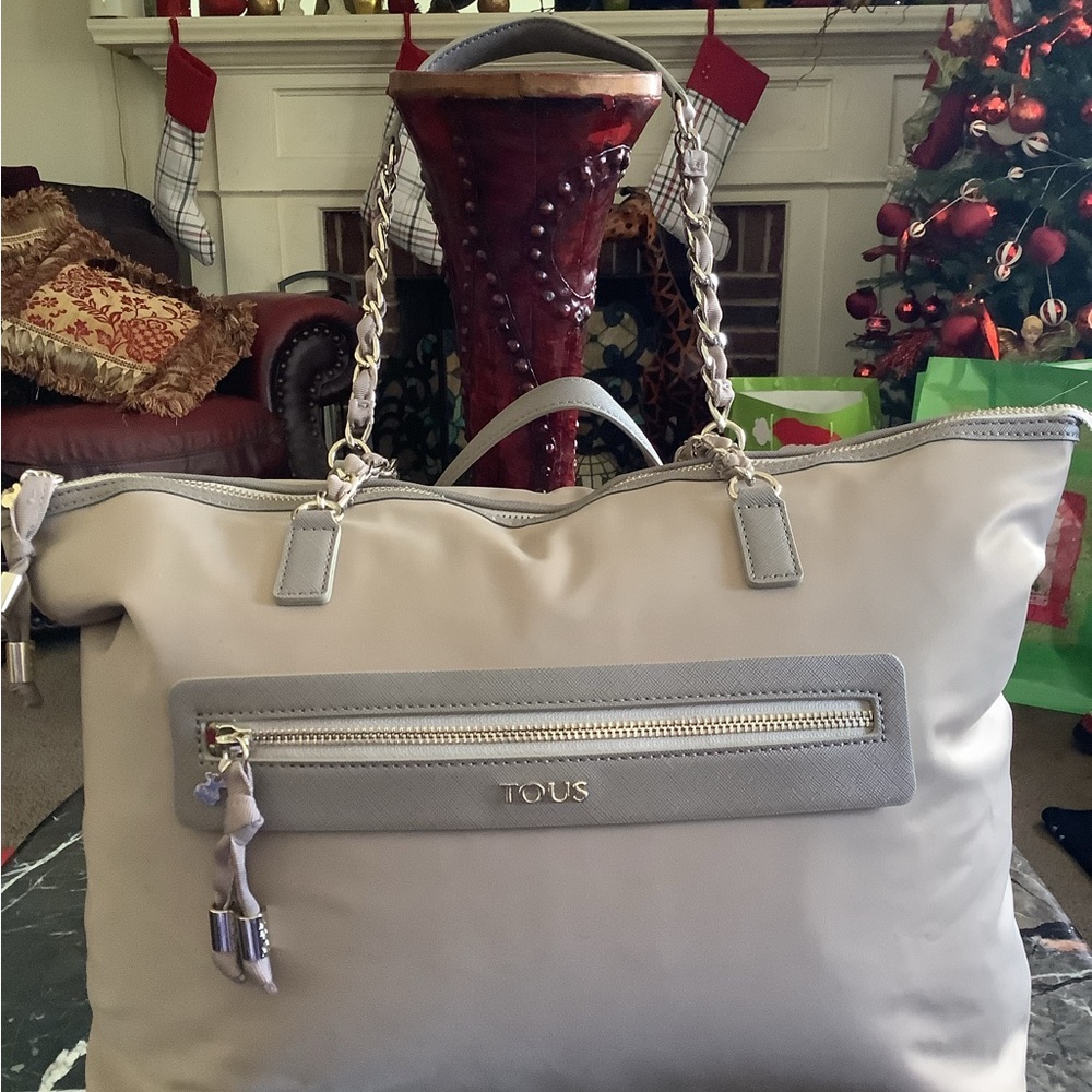 Tous Brunock Efim Chain Model Large khaki Shopper Tote 18x12